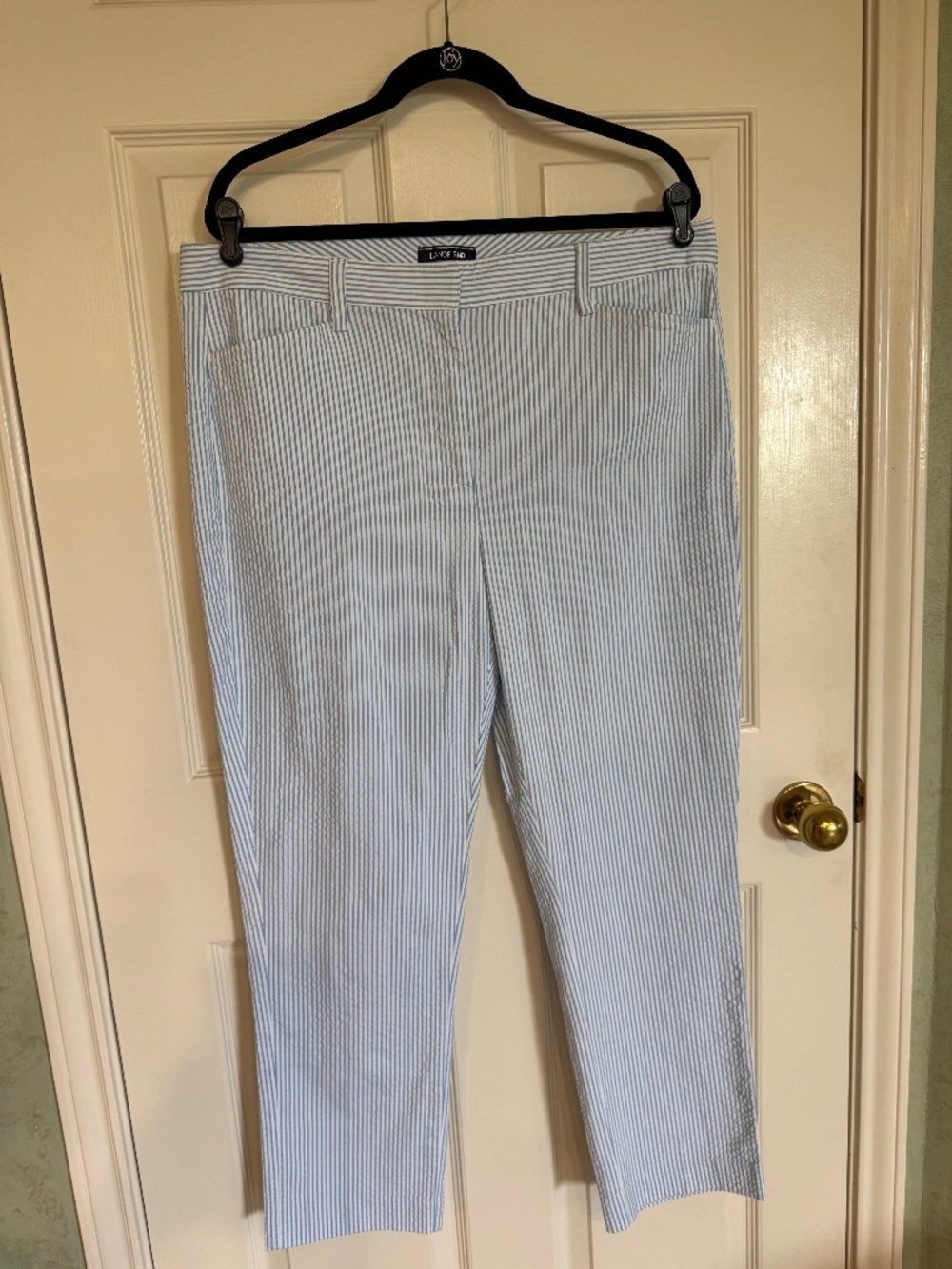 Lands End Blue and White Seersucker Women’s Chinos 16T